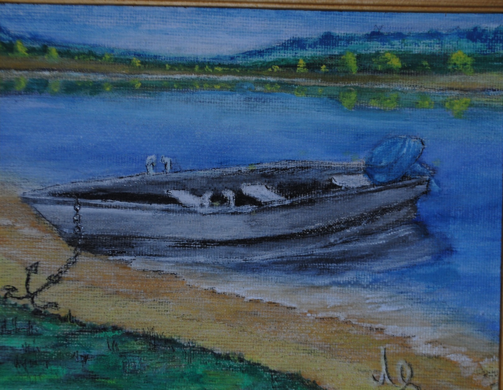 Boat on the Sandbank — painting by Leonid Fedorets