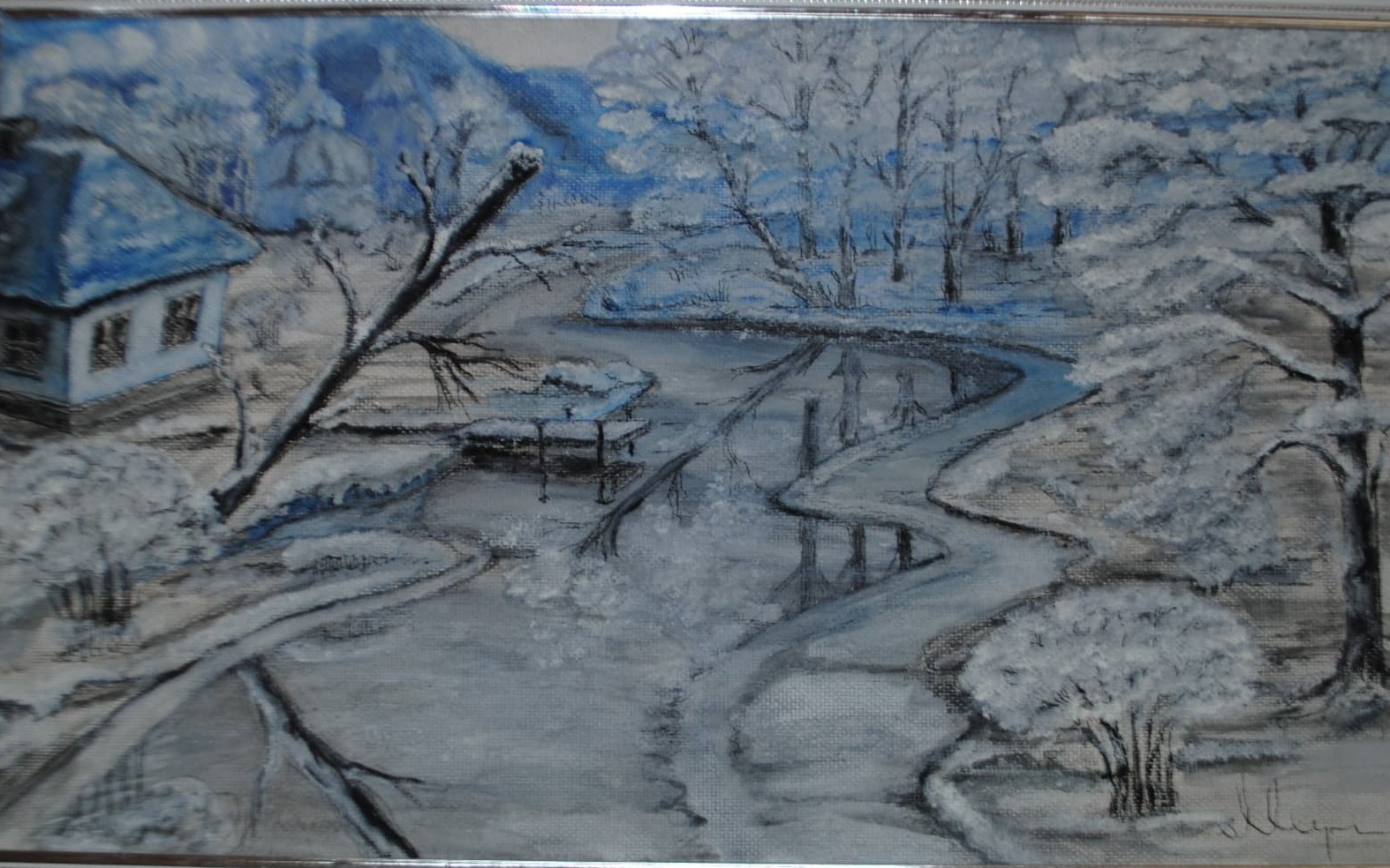 Frost on the Village Road — painting by Leonid Fedorets
