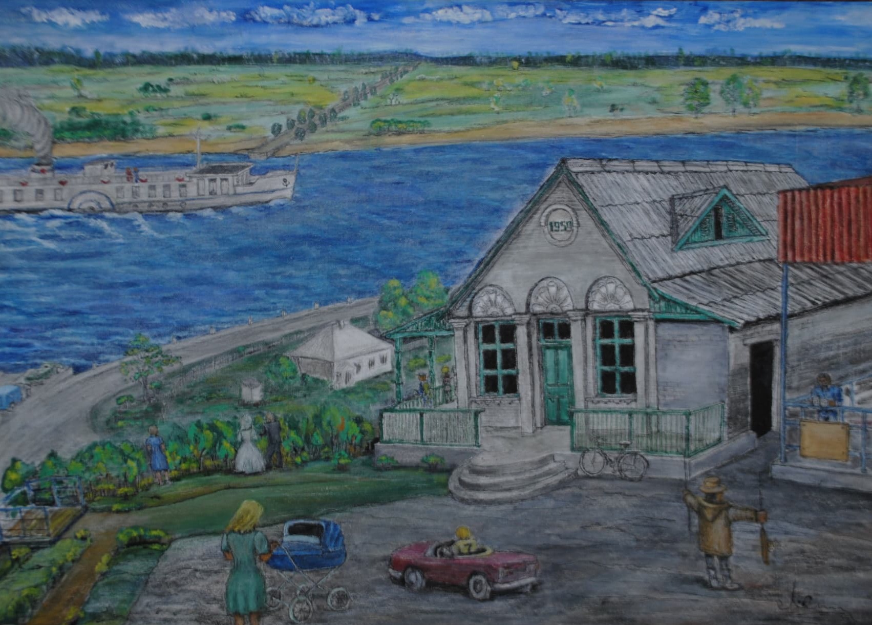 The River Pier, 1959 — painting by Leonid Fedorets