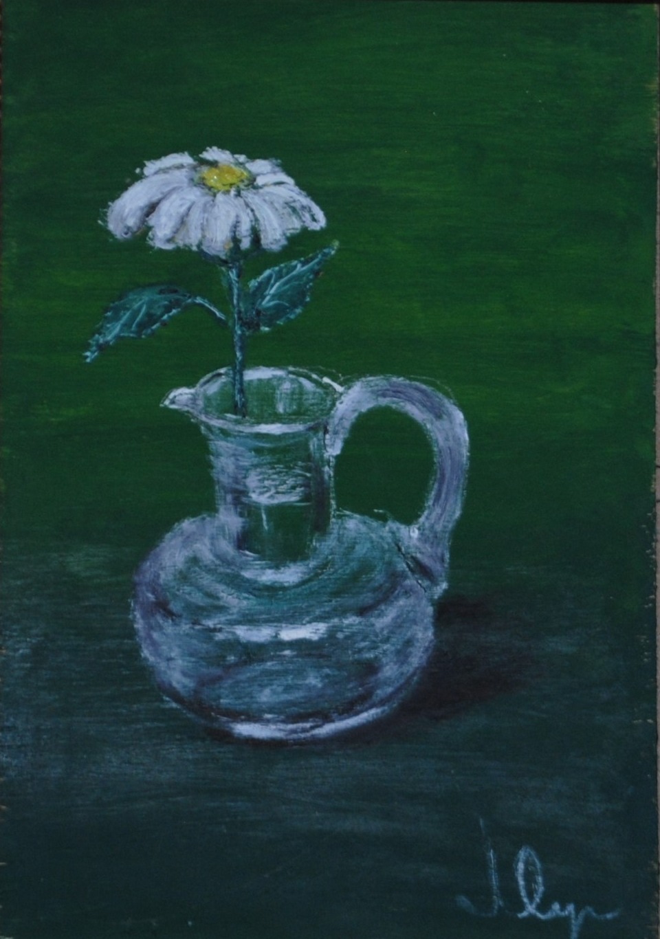 One Daisy in a Glass Jug — painting by Leonid Fedorets