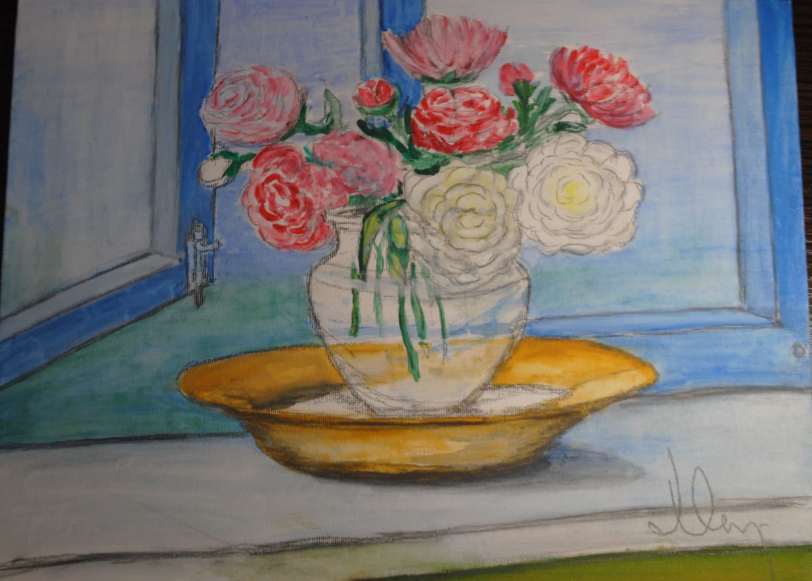 Roses at the Open Window — painting by Leonid Fedorets